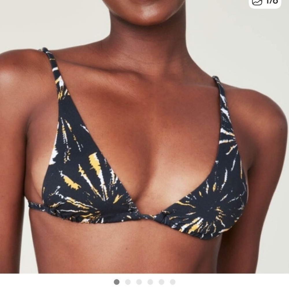 NEW Andie Tropez Triangle Bikini Top Black Sunburst‎ Print Size XL